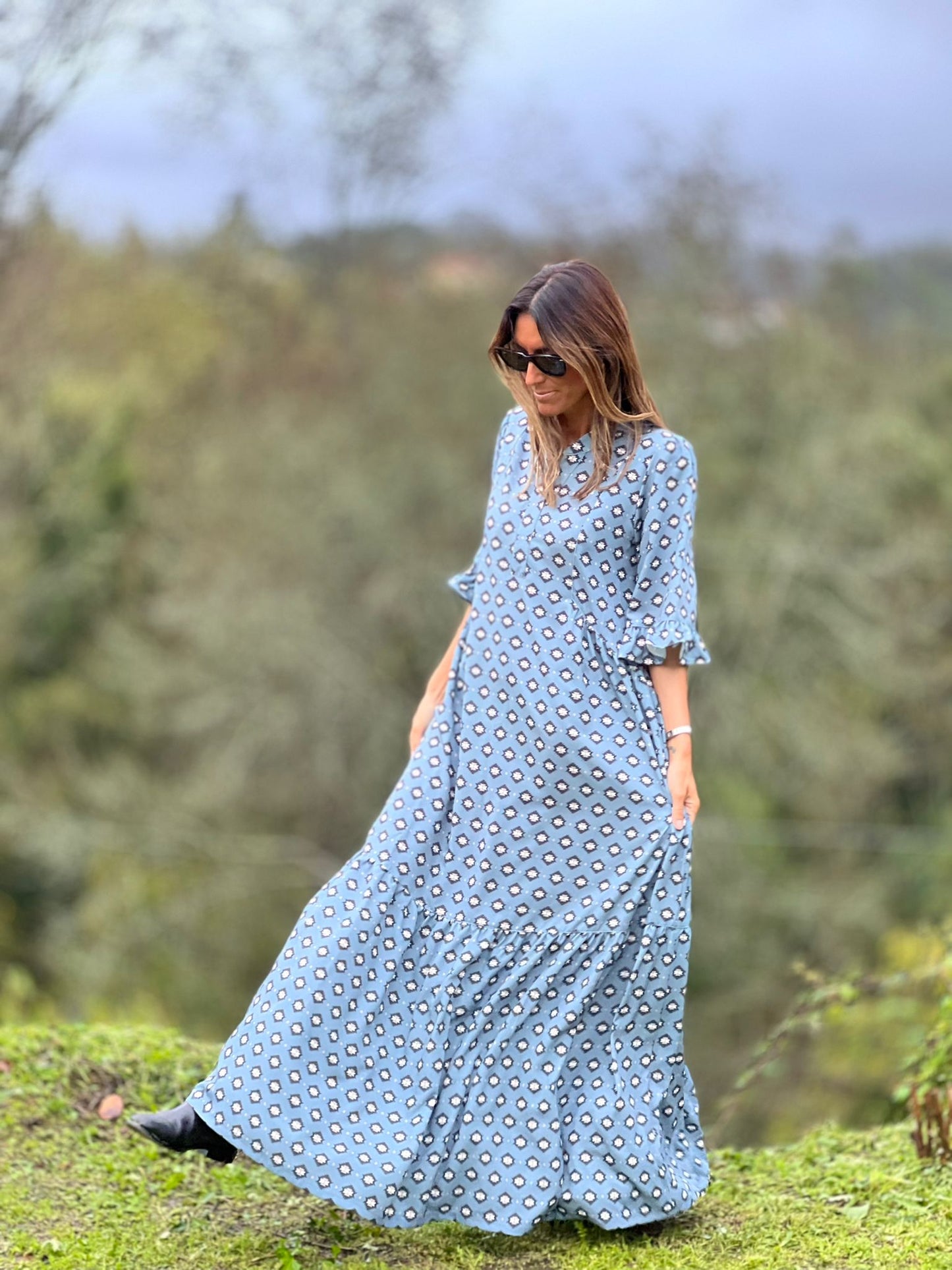 Vestido comprido estampado