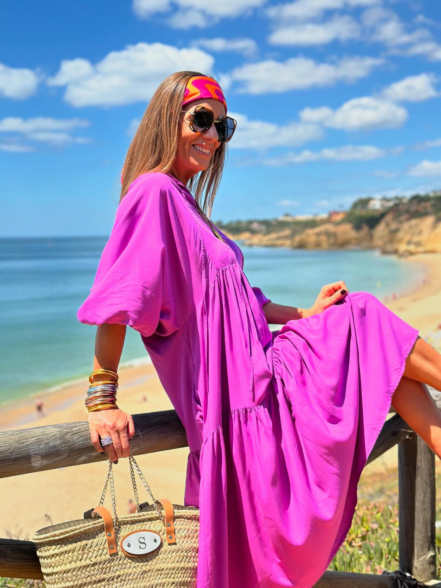 Vestido comprido em viscose