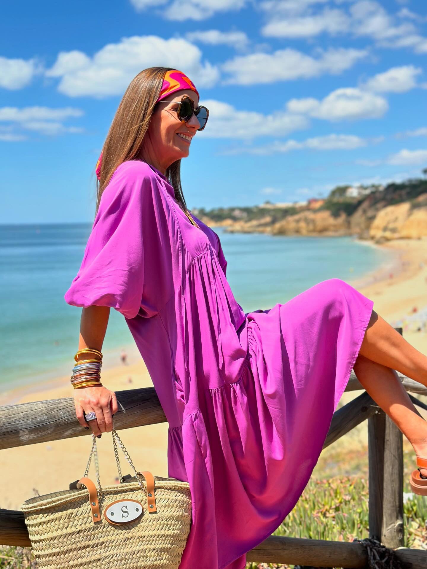 Vestido comprido em viscose