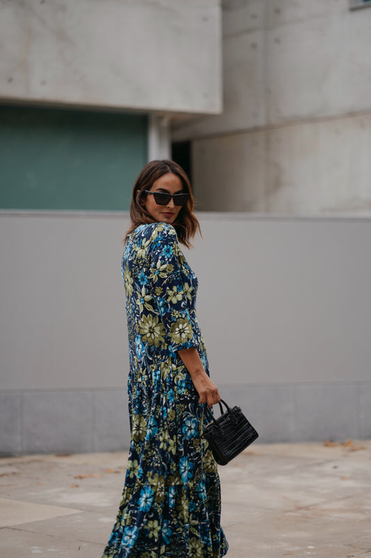 Long printed knit dress