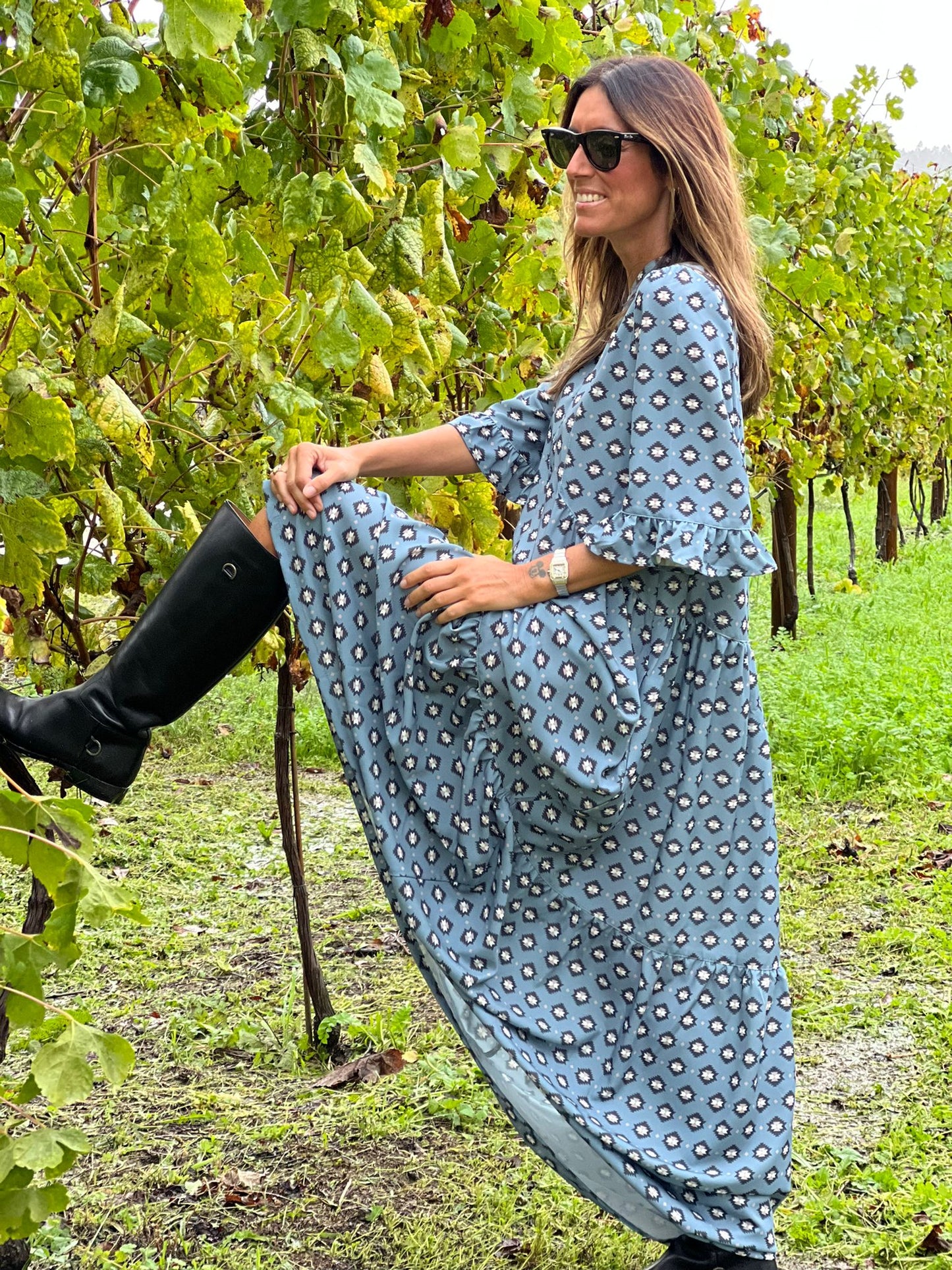 Vestido comprido estampado