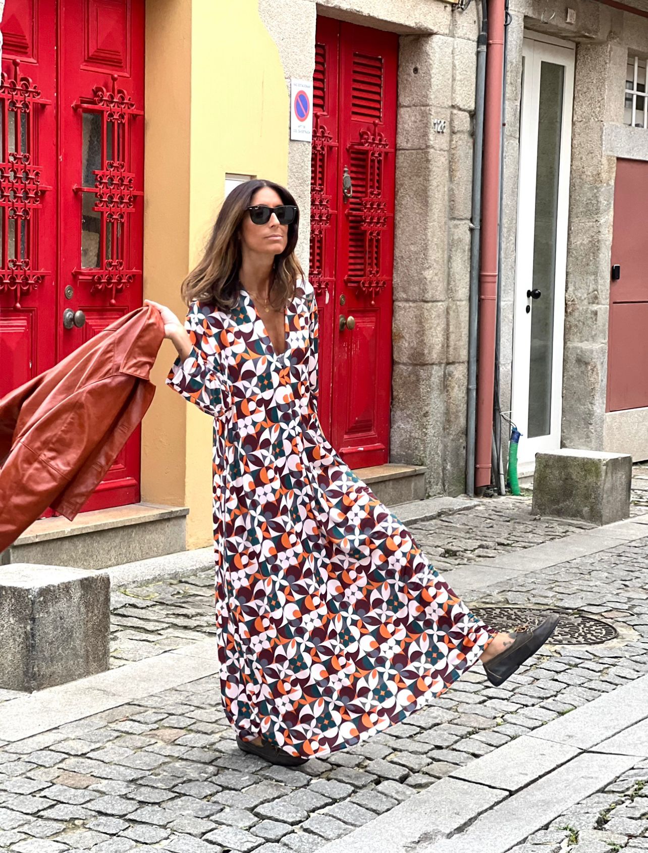 Vestido em malha estampada