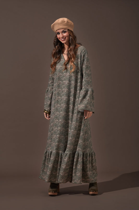 Long warm knit dress