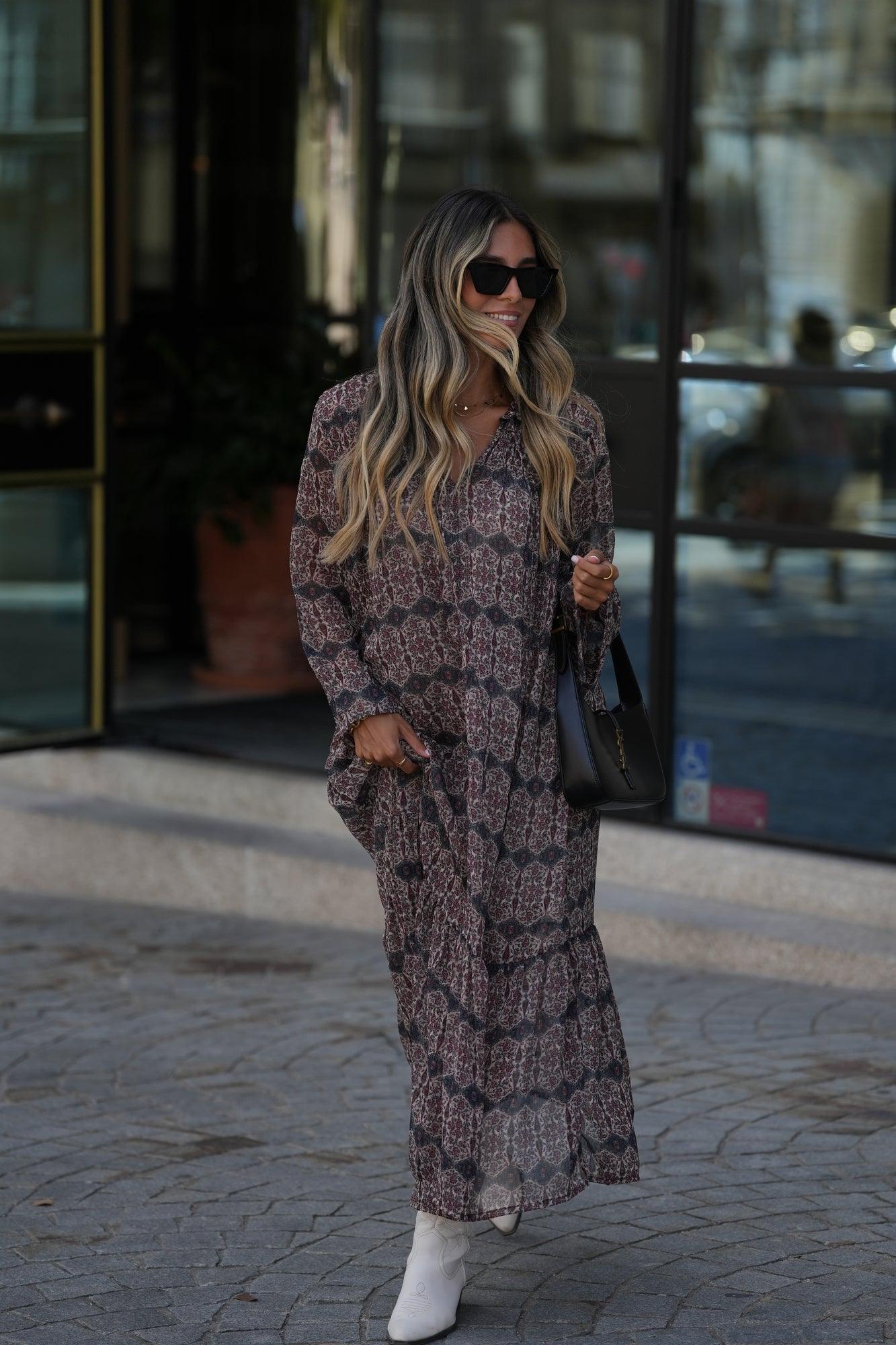 Vestido comprido estampado