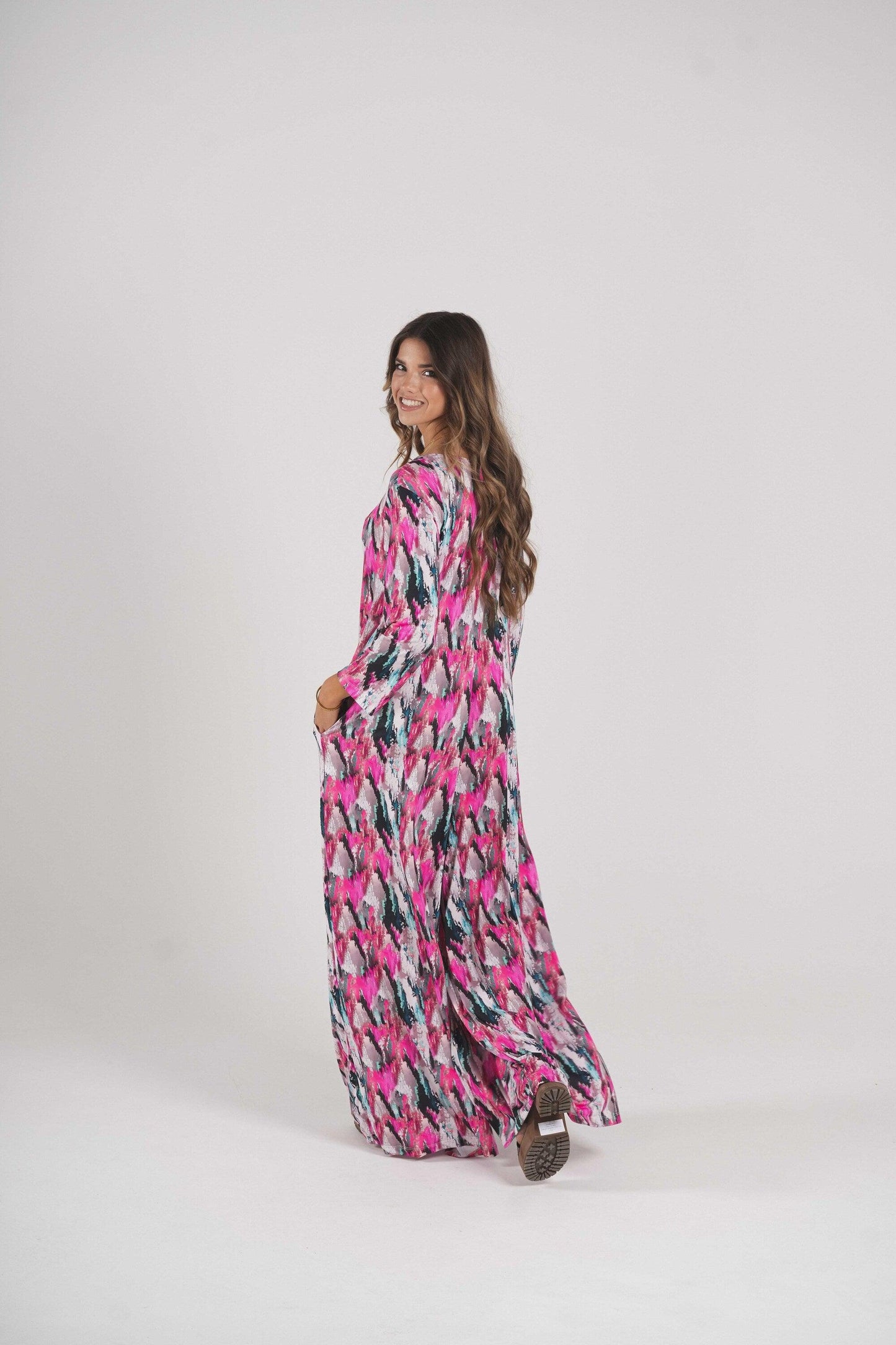 Macacão comprido em malha estampada