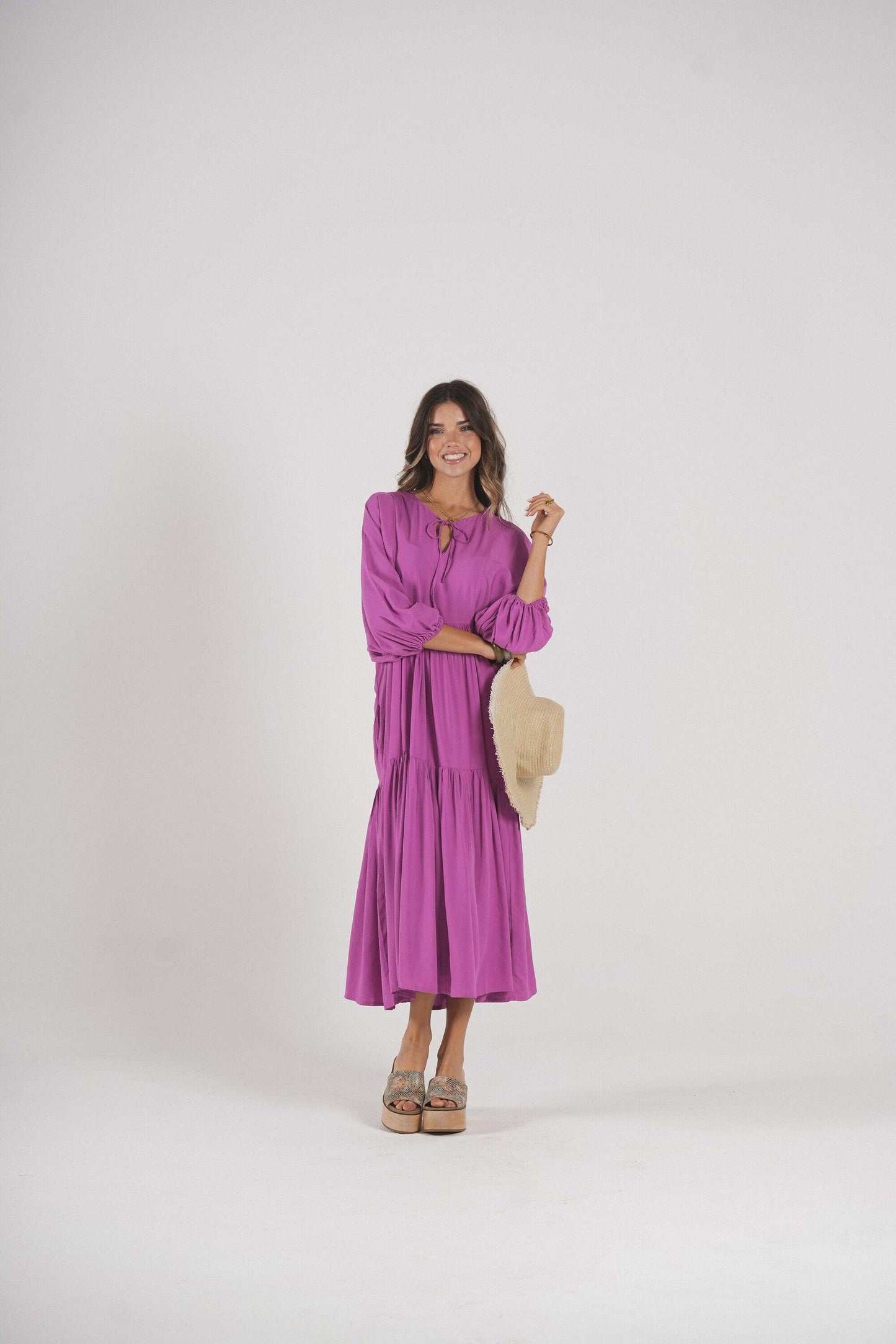 Vestido comprido em viscose