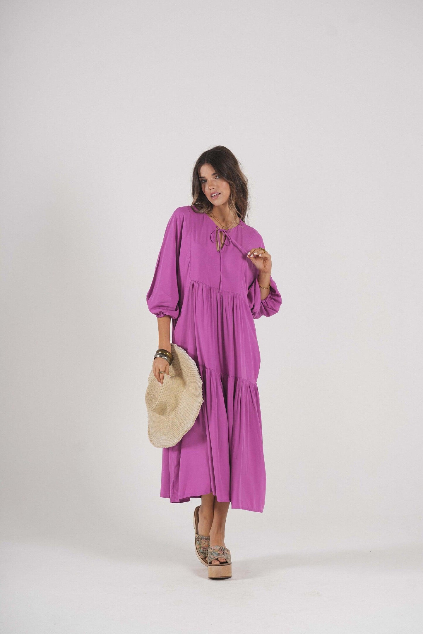 Vestido comprido em viscose