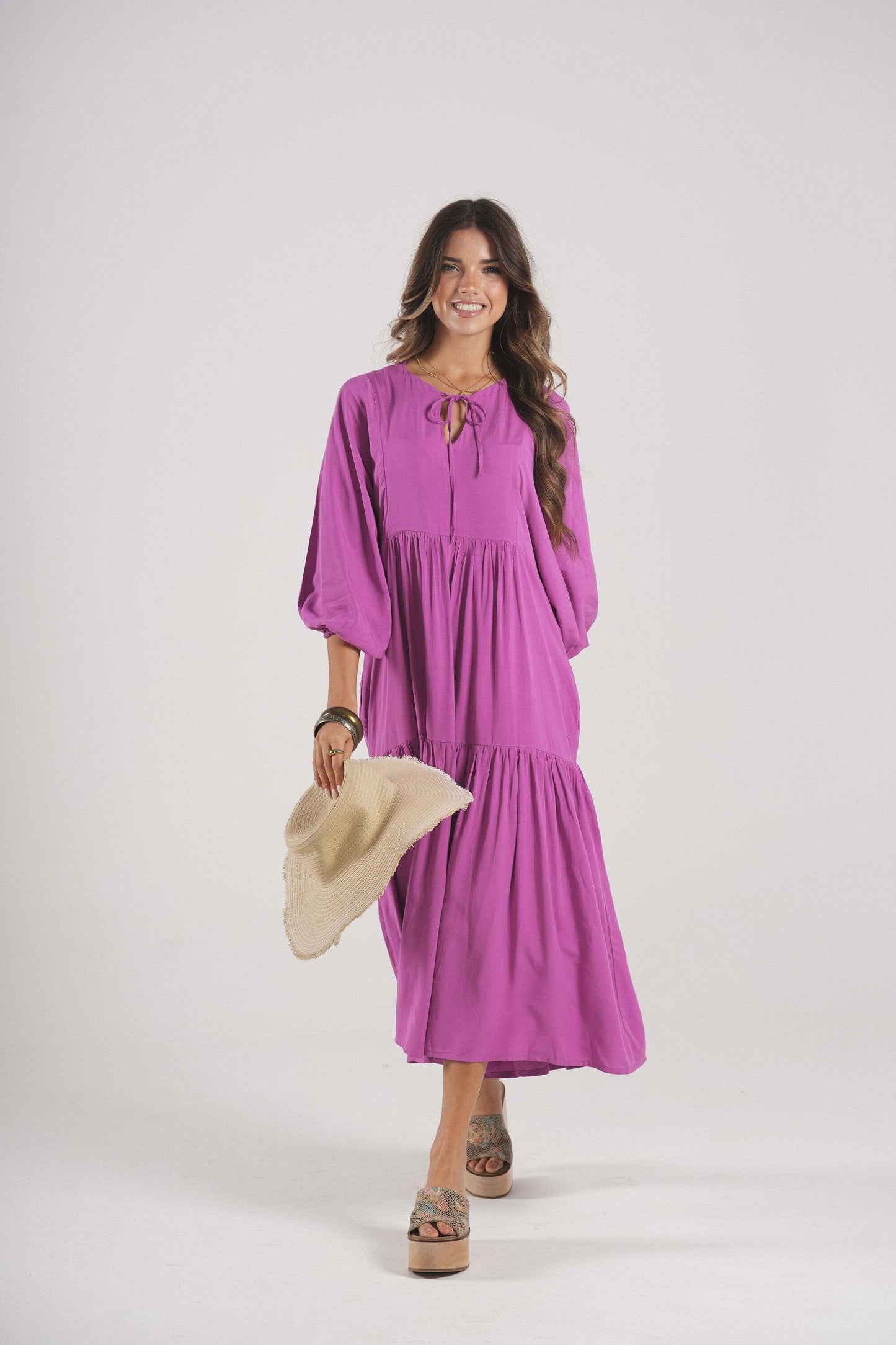 Vestido comprido em viscose