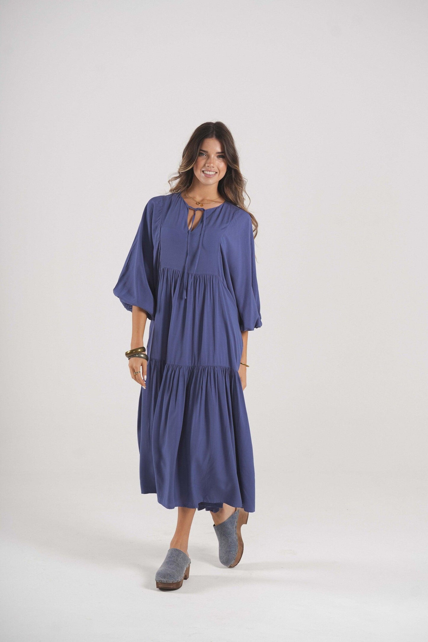 Vestido comprido em viscose