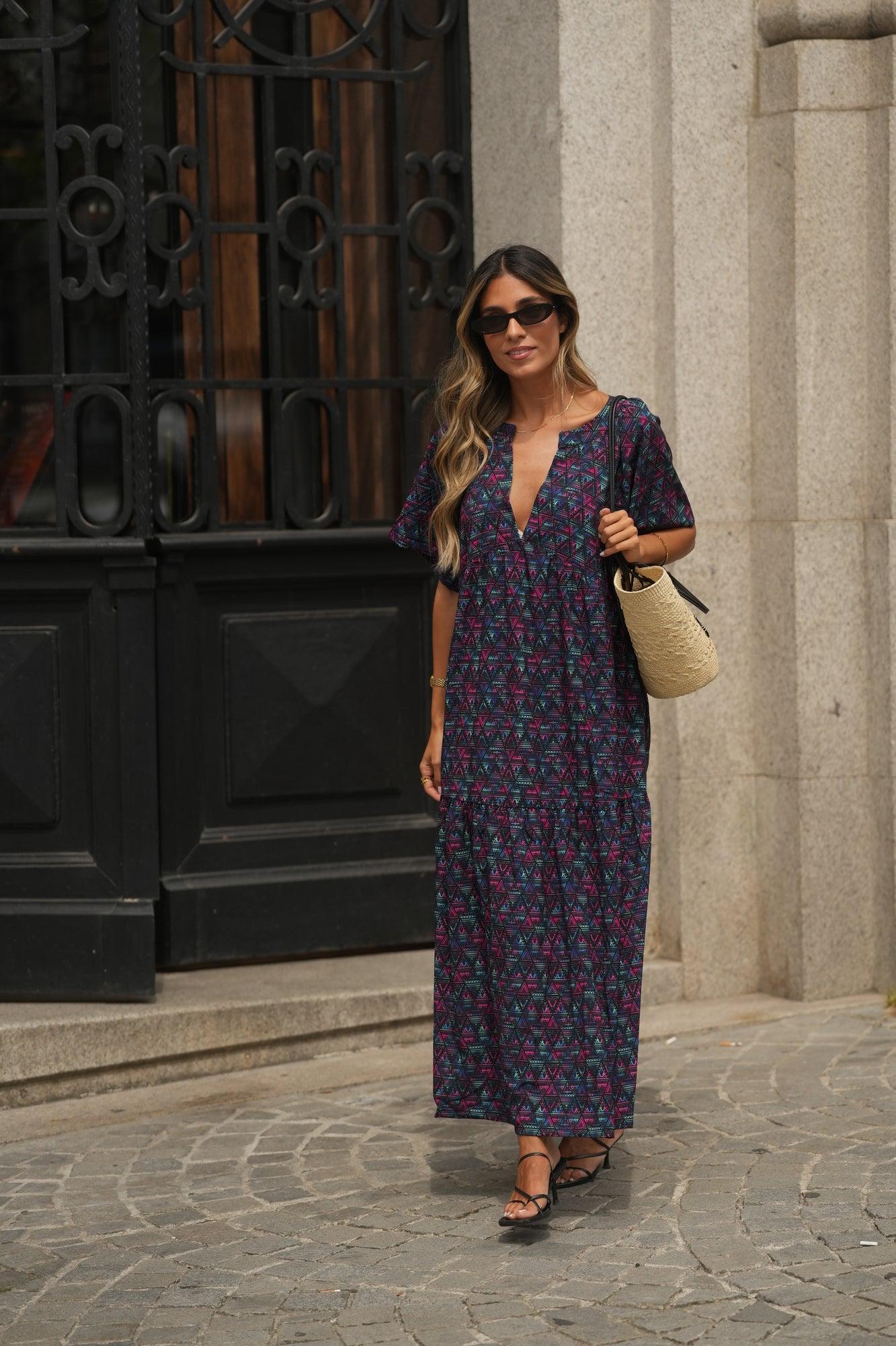 Vestido comprido estampado