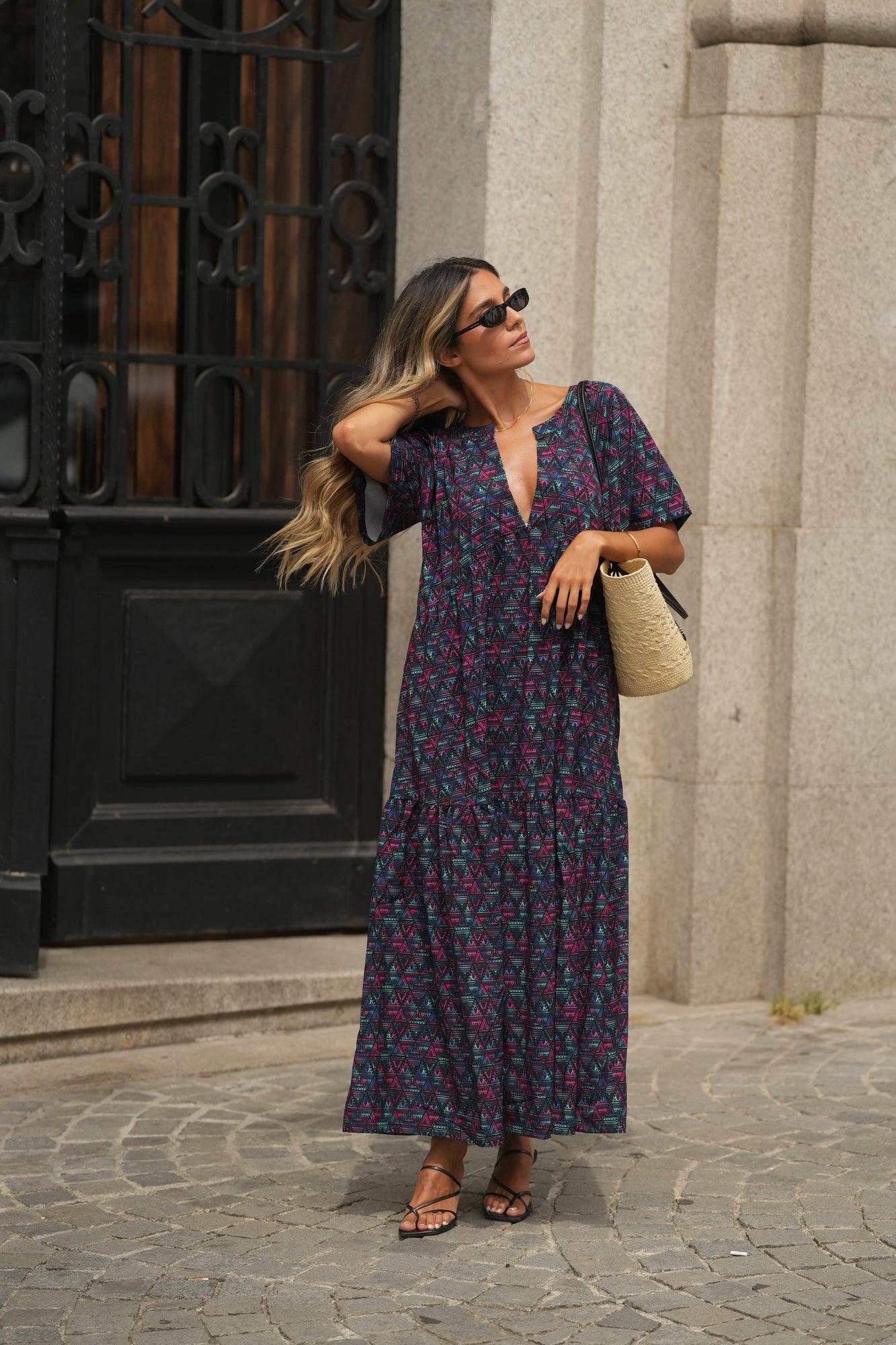 Vestido comprido estampado