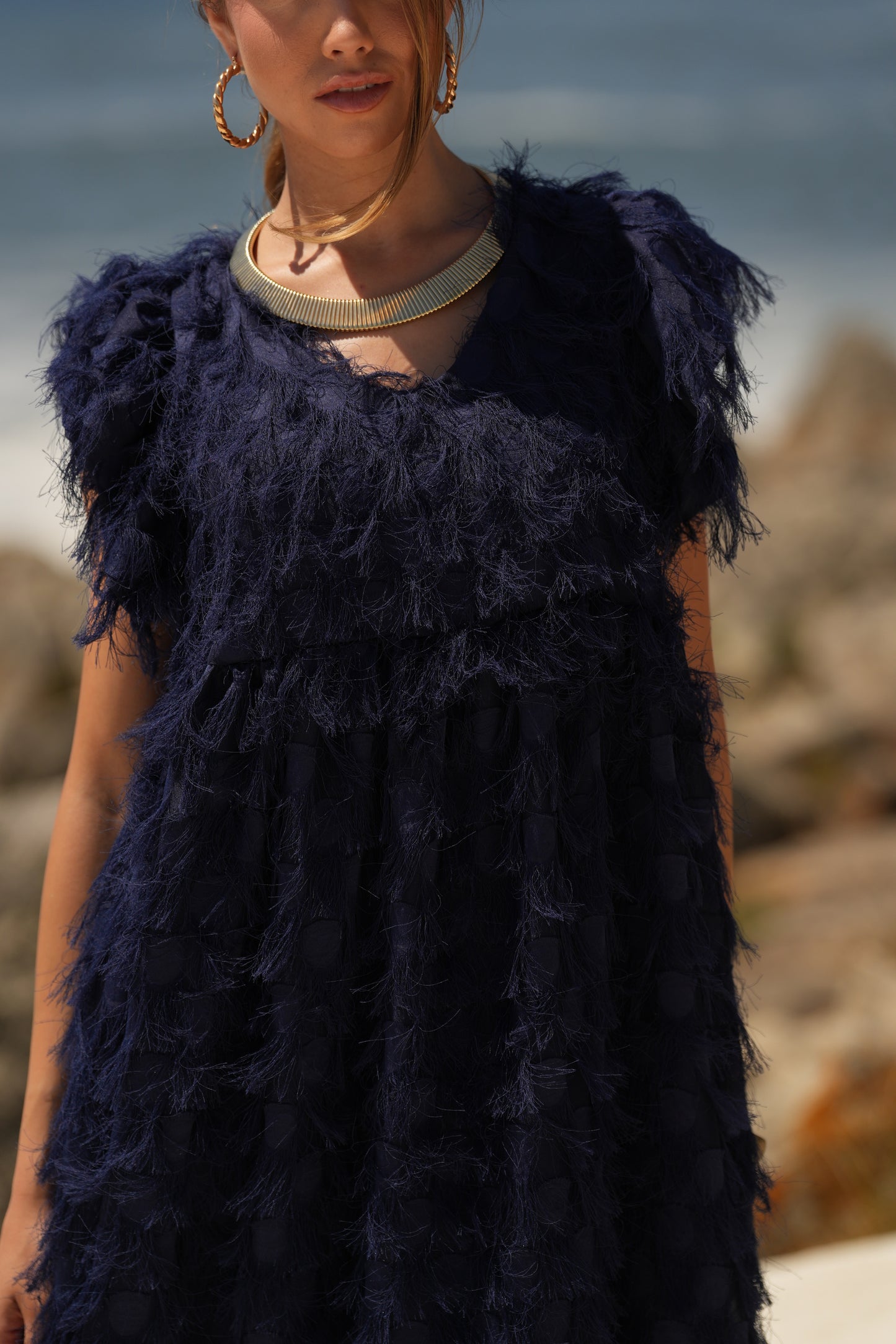 Edição limitada! Vestido comprido de cerimónia azul marinho
