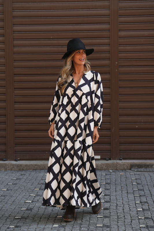 Vestido comprido estampado