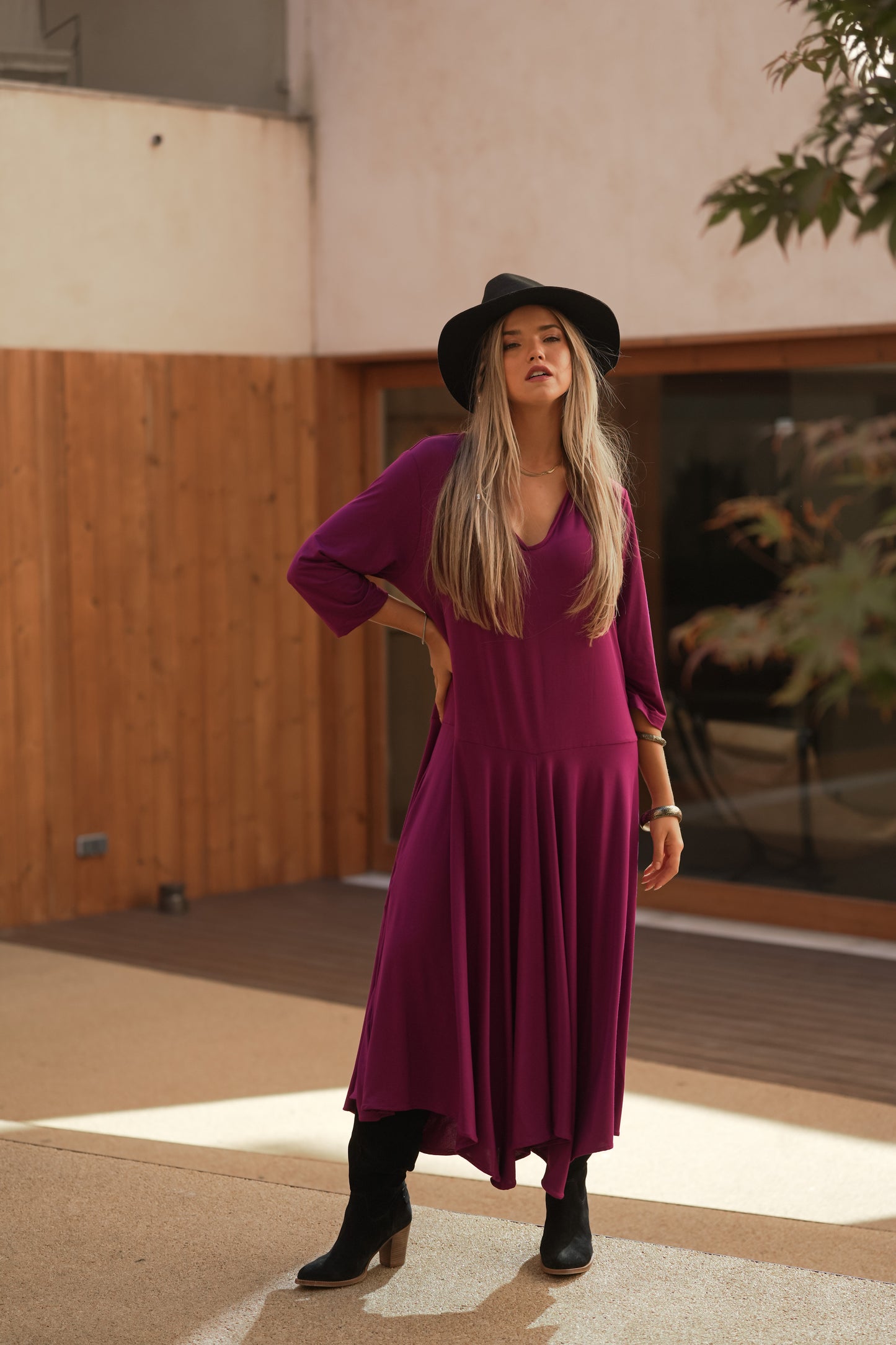 Vestido comprido com folho