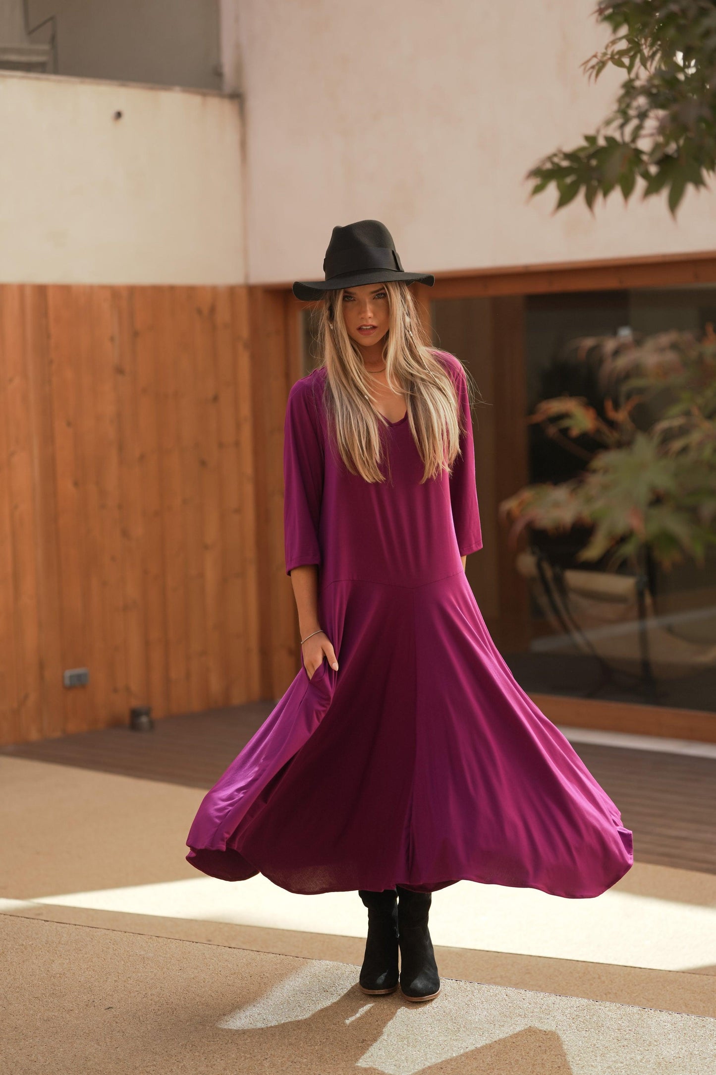 Vestido comprido com folho