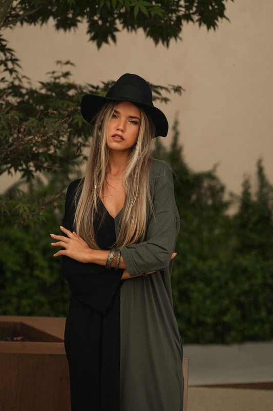 Robe midi bicolore