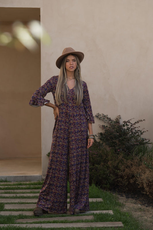 Long jumpsuit in printed knit