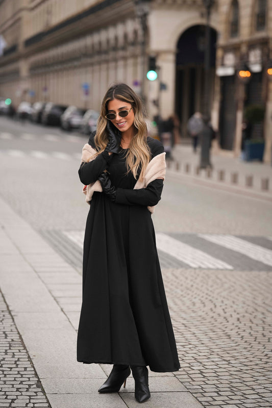 Vestido comprido em malha preto