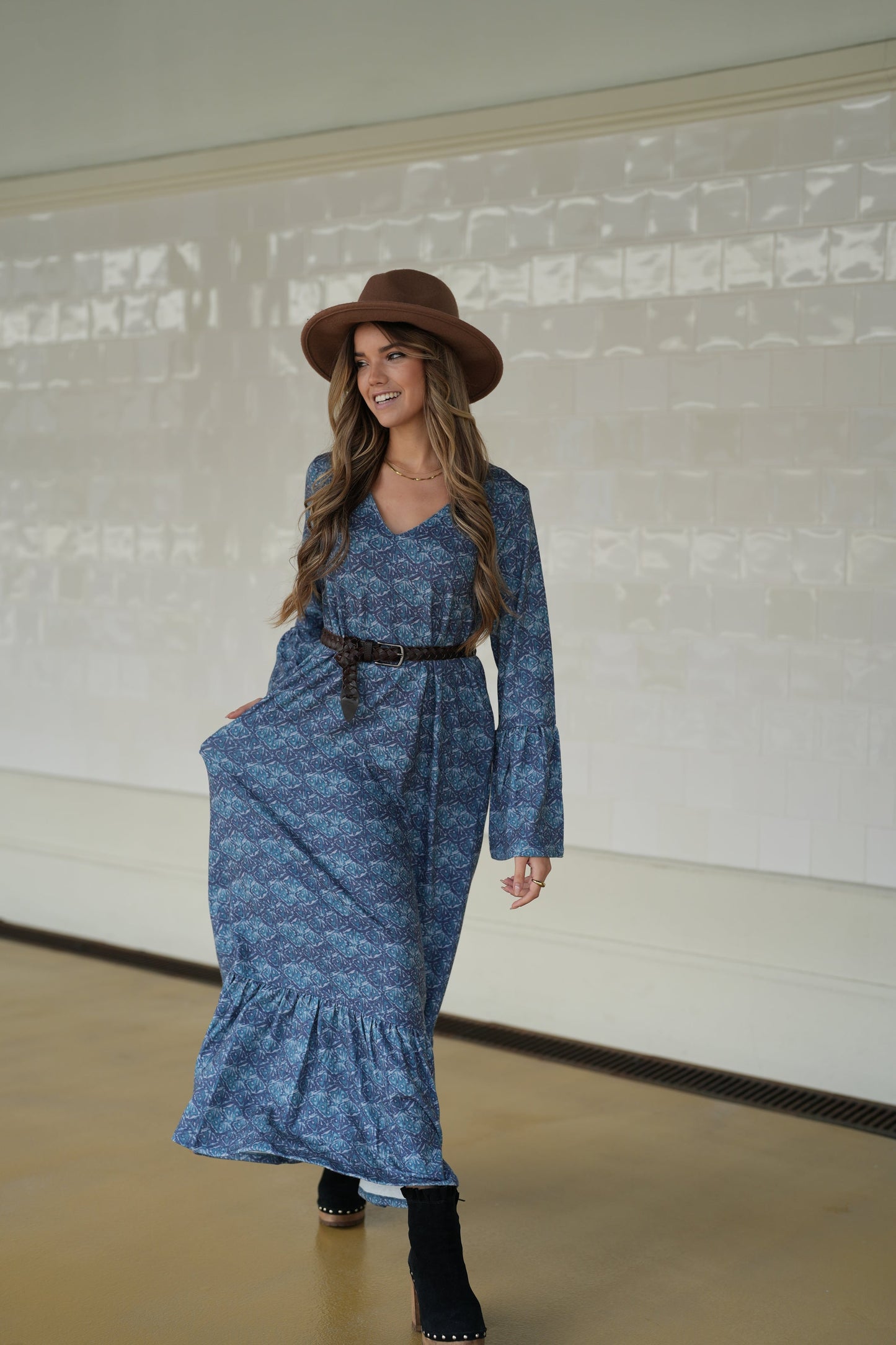 Long warm knit dress