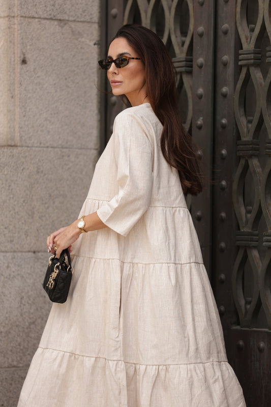 Vestido comprido em linho