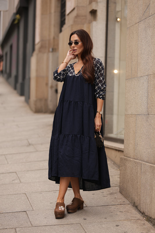 Vestido comprido azul