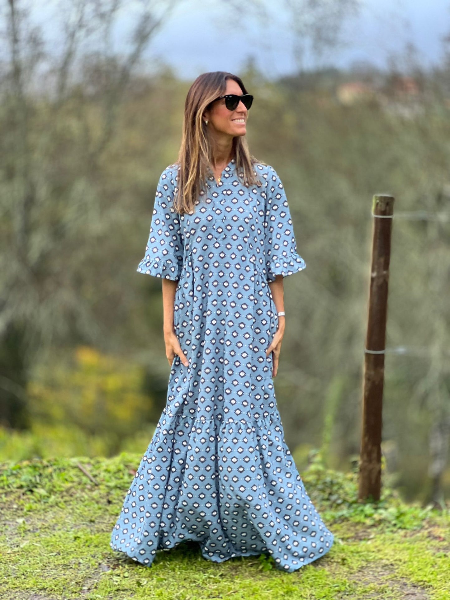 Vestido comprido estampado