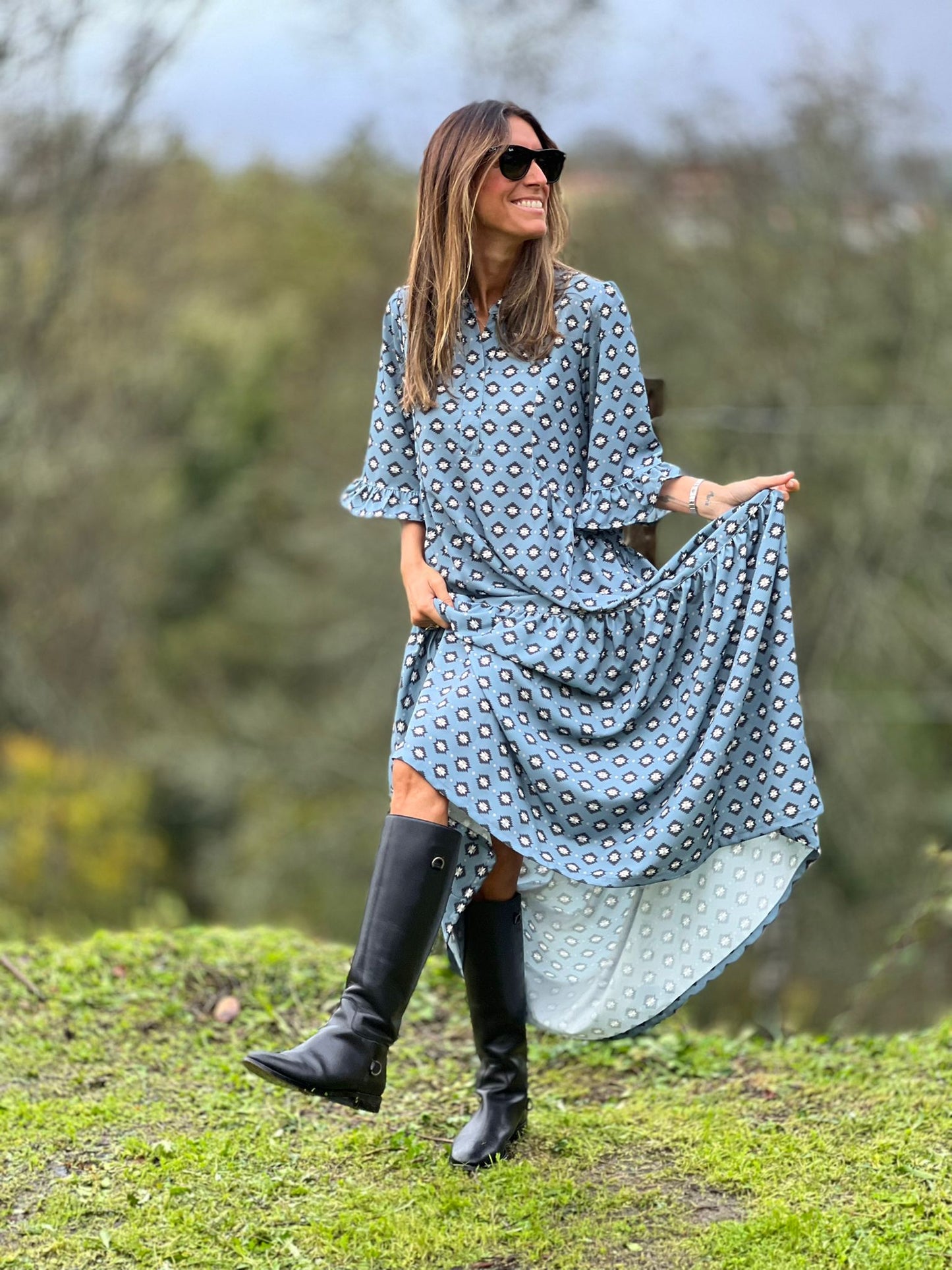 Vestido comprido estampado