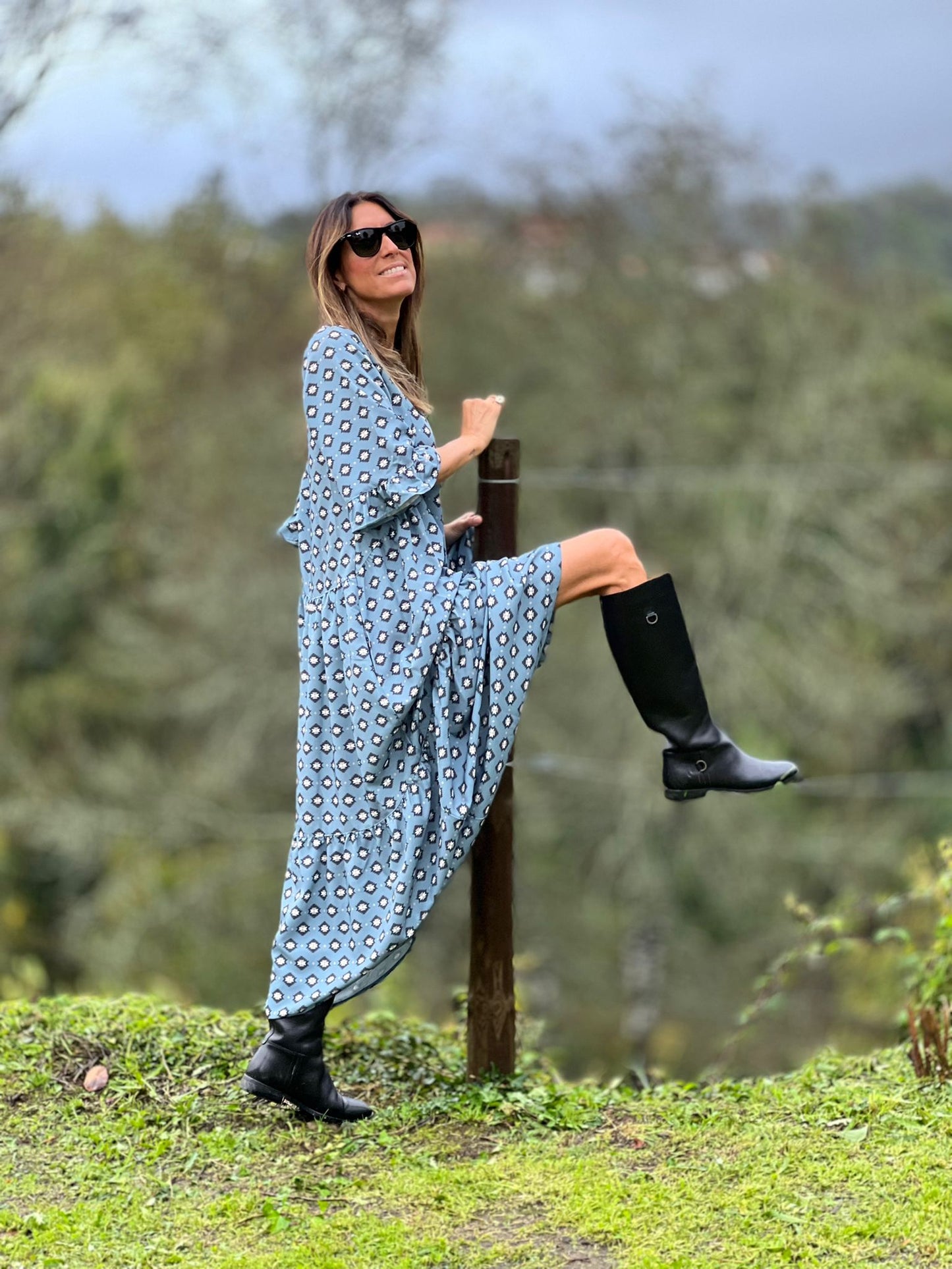 Vestido comprido estampado