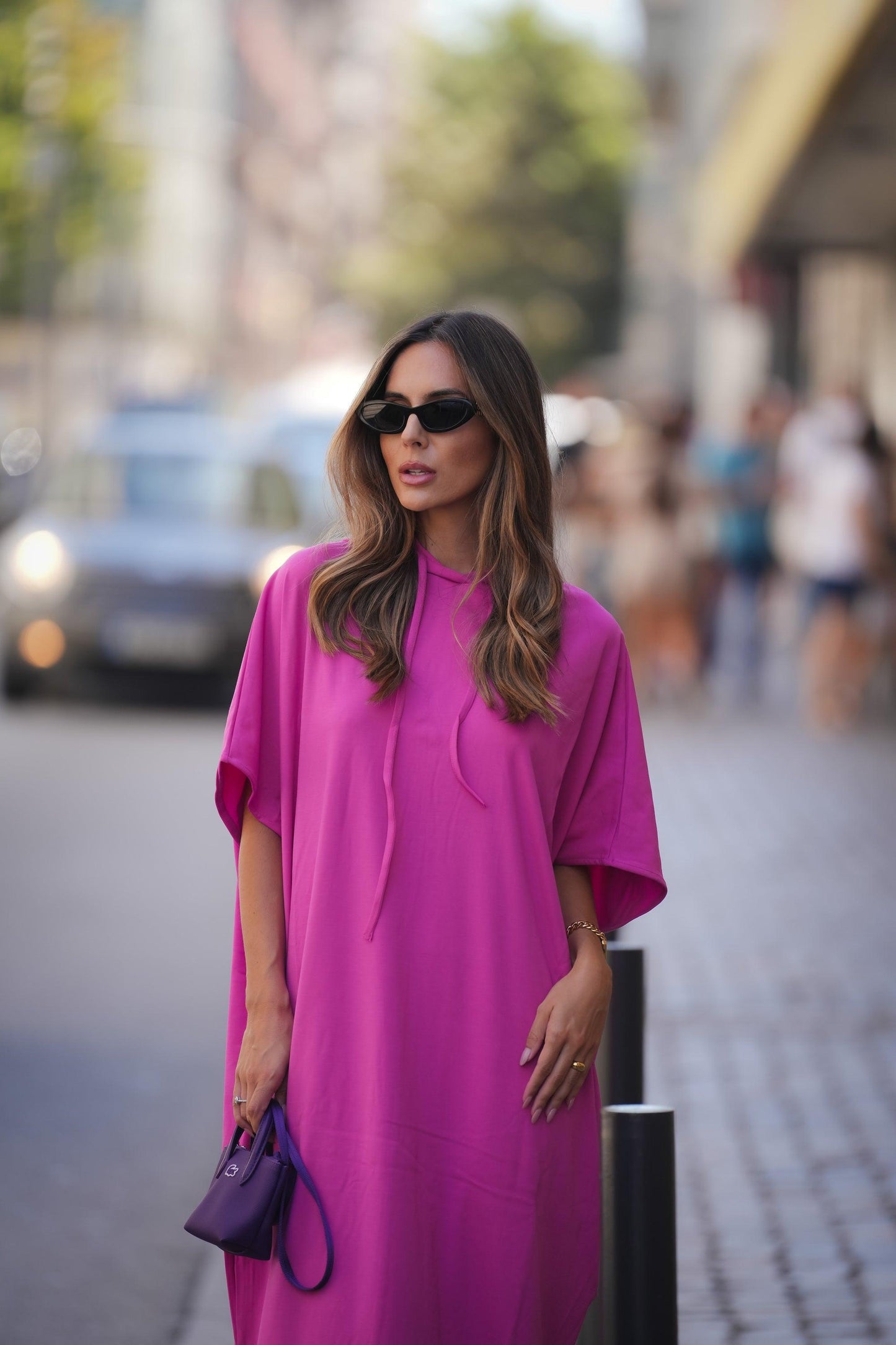 Vestido em malha com capuz