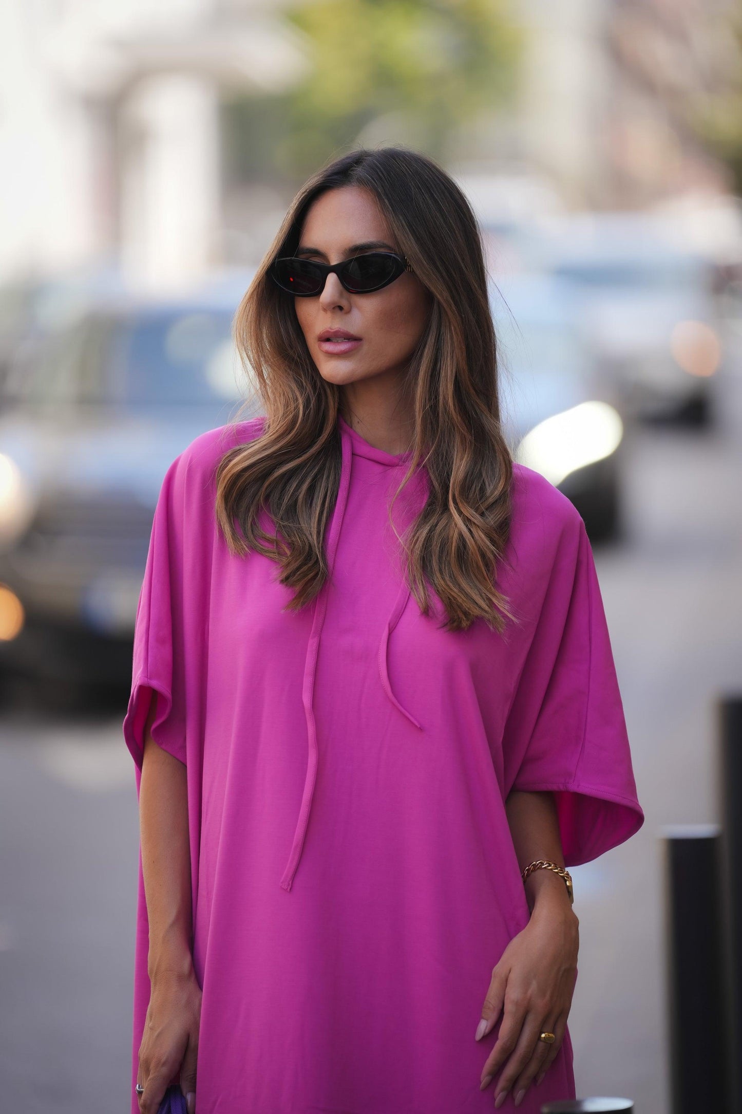 Vestido em malha com capuz