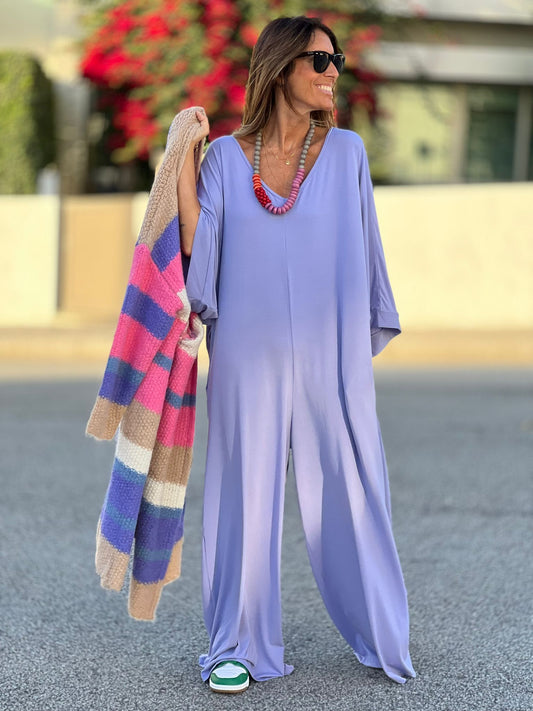 Long smooth knit jumpsuit