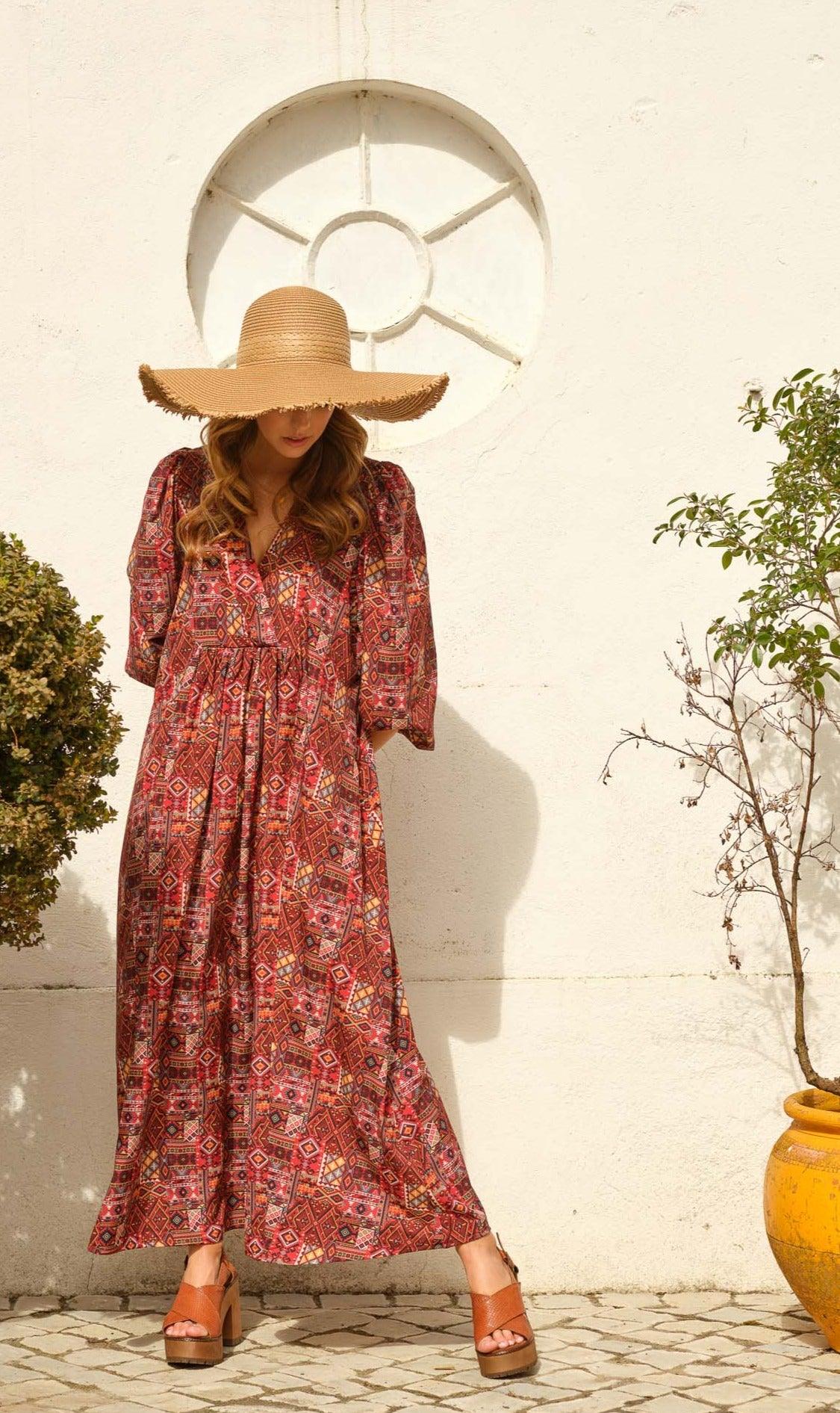 Vestido comprido estampado