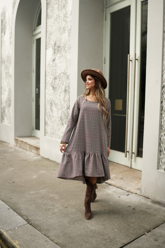 Checkered frill dress