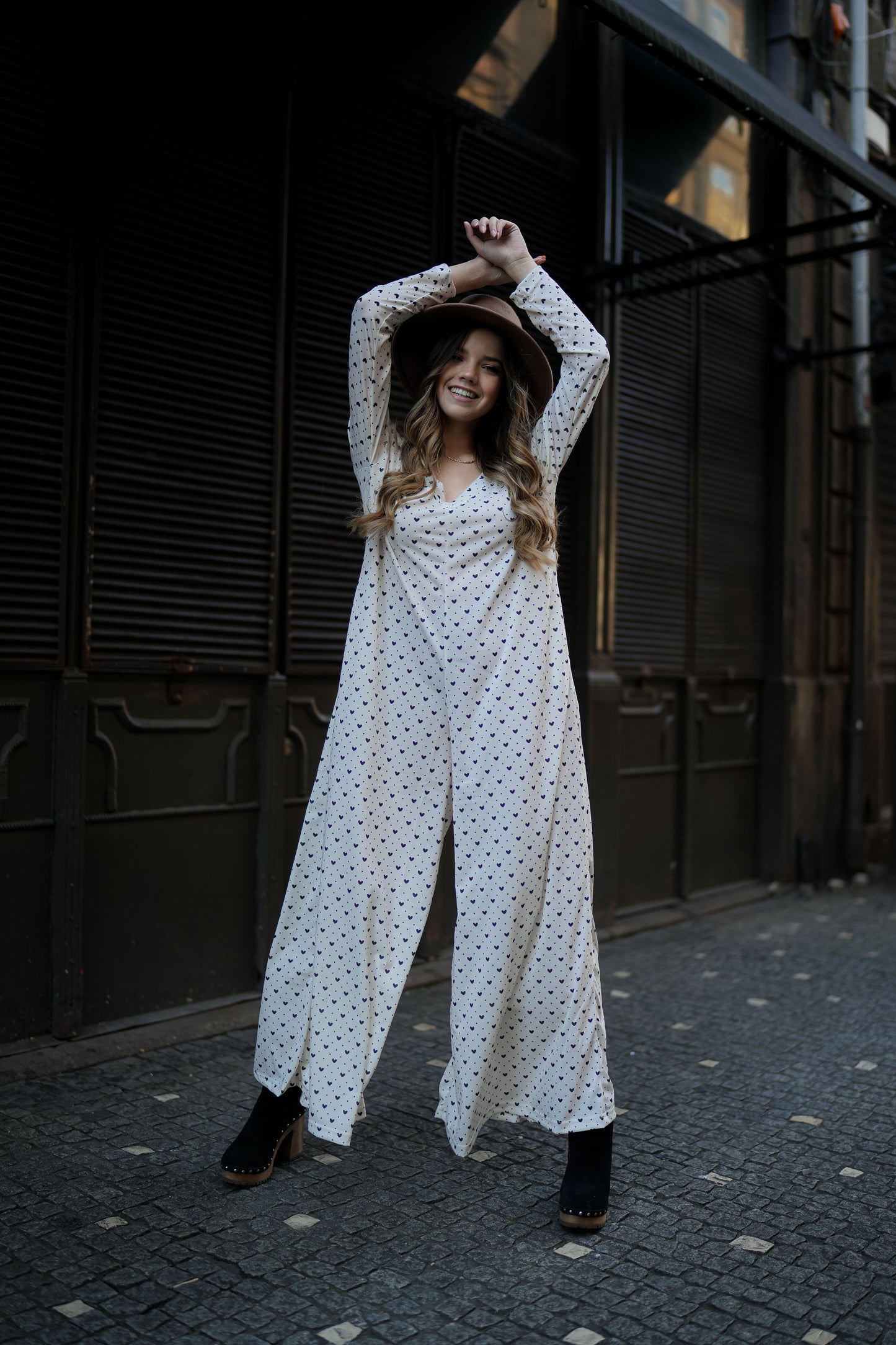 Heart printed jumpsuit