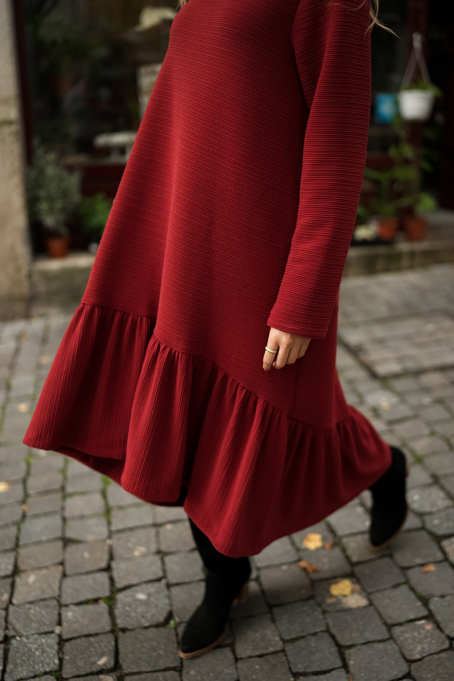 Dress with red frill