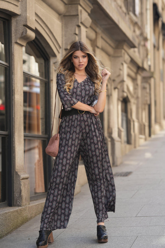 Printed long jumpsuit