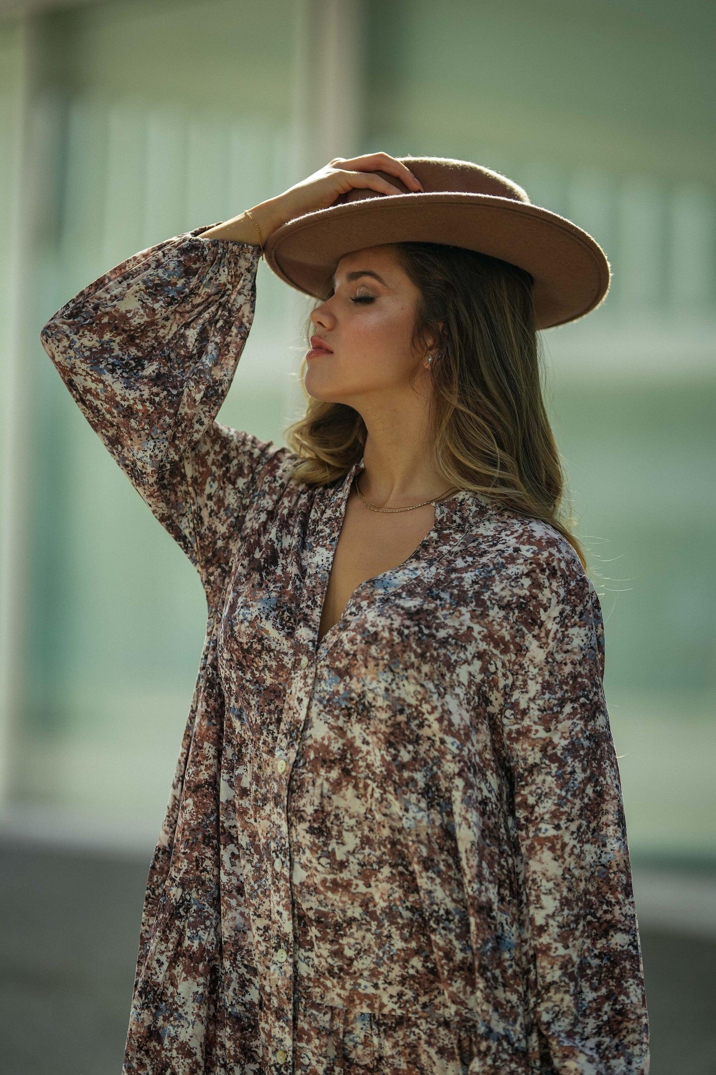 Vestido comprido com estampado floral