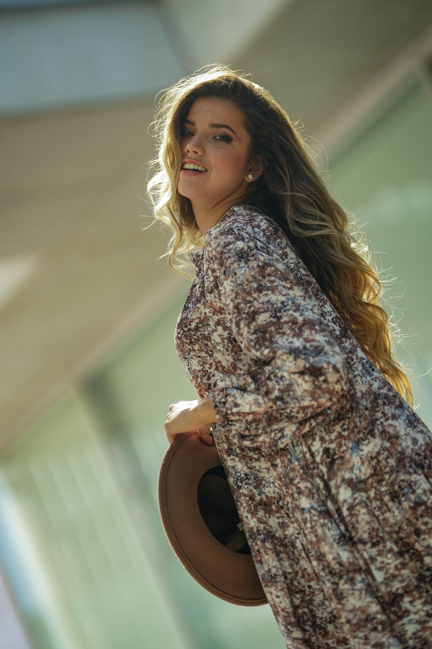 Vestido comprido com estampado floral