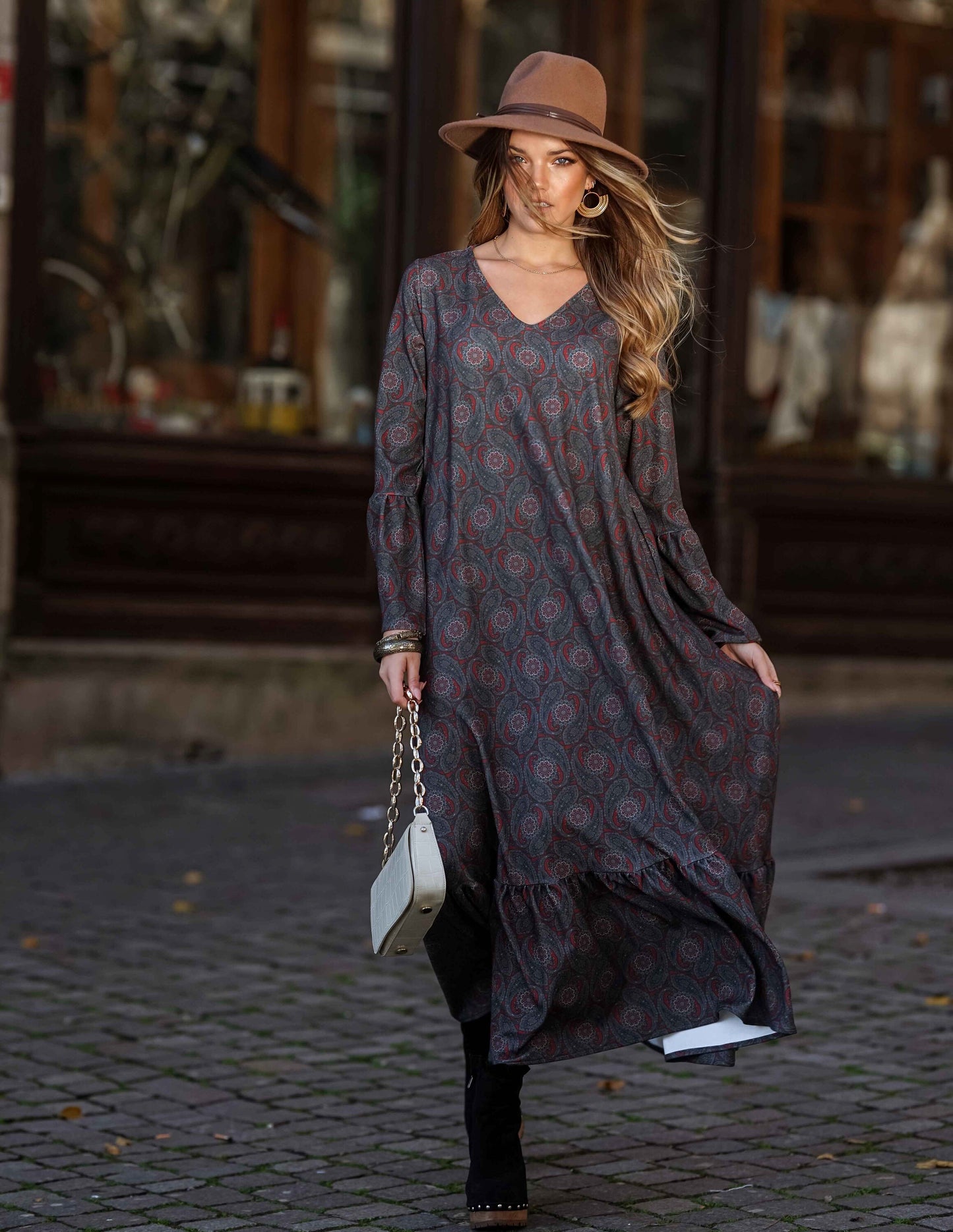 Vestido comprido estampado