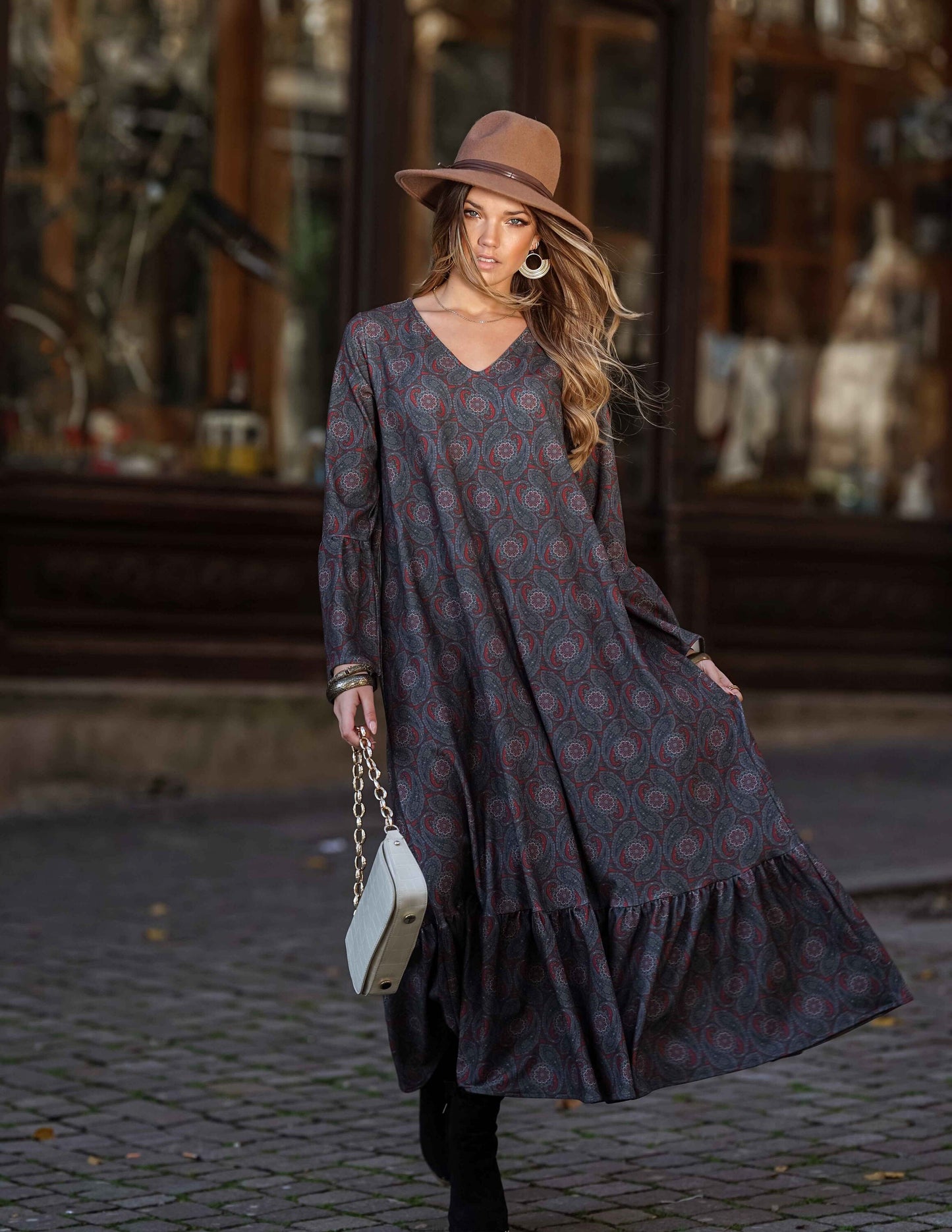 Vestido comprido estampado