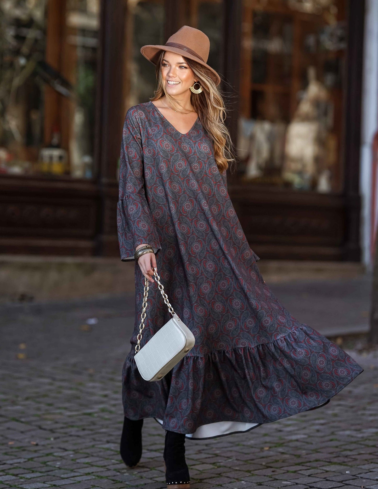 Vestido comprido estampado