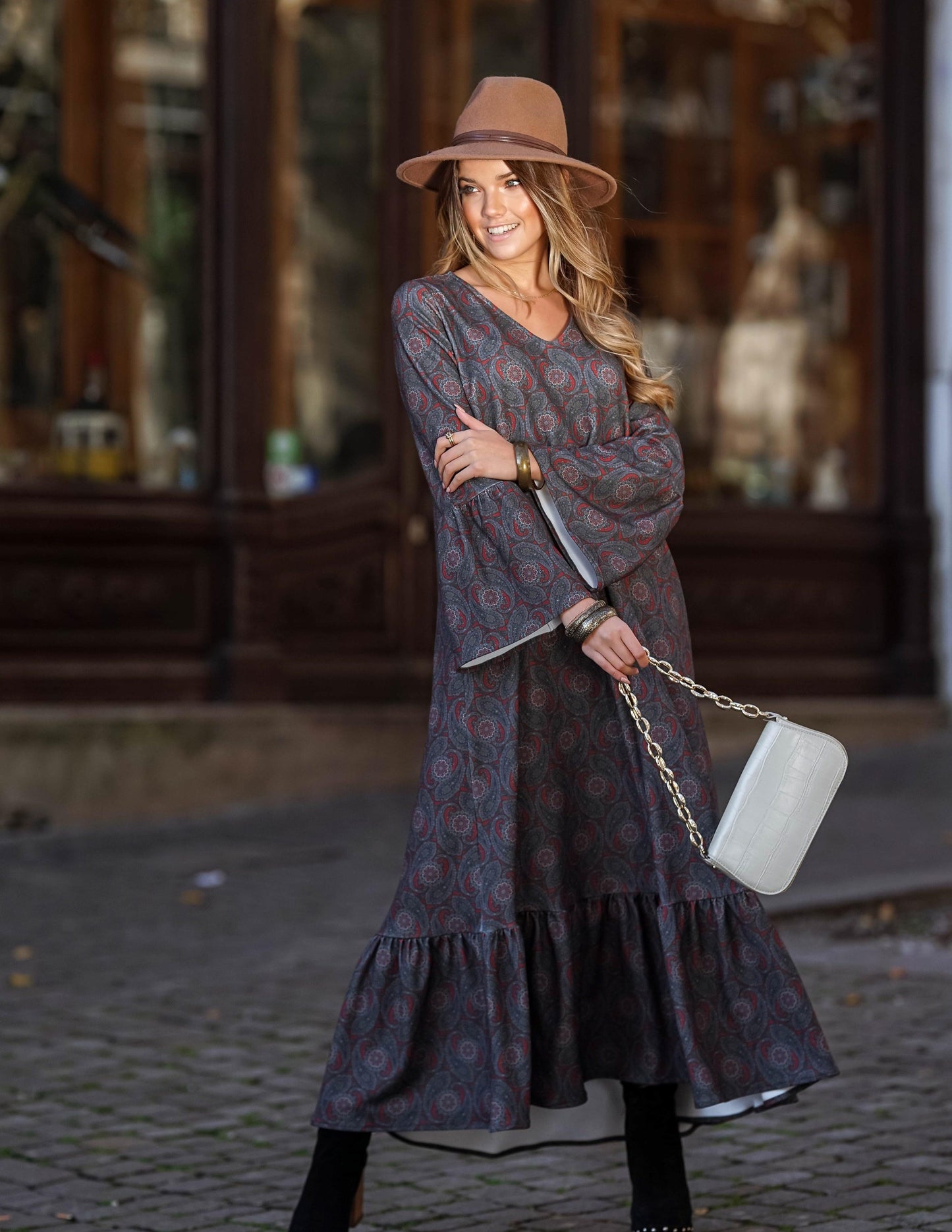 Vestido comprido estampado