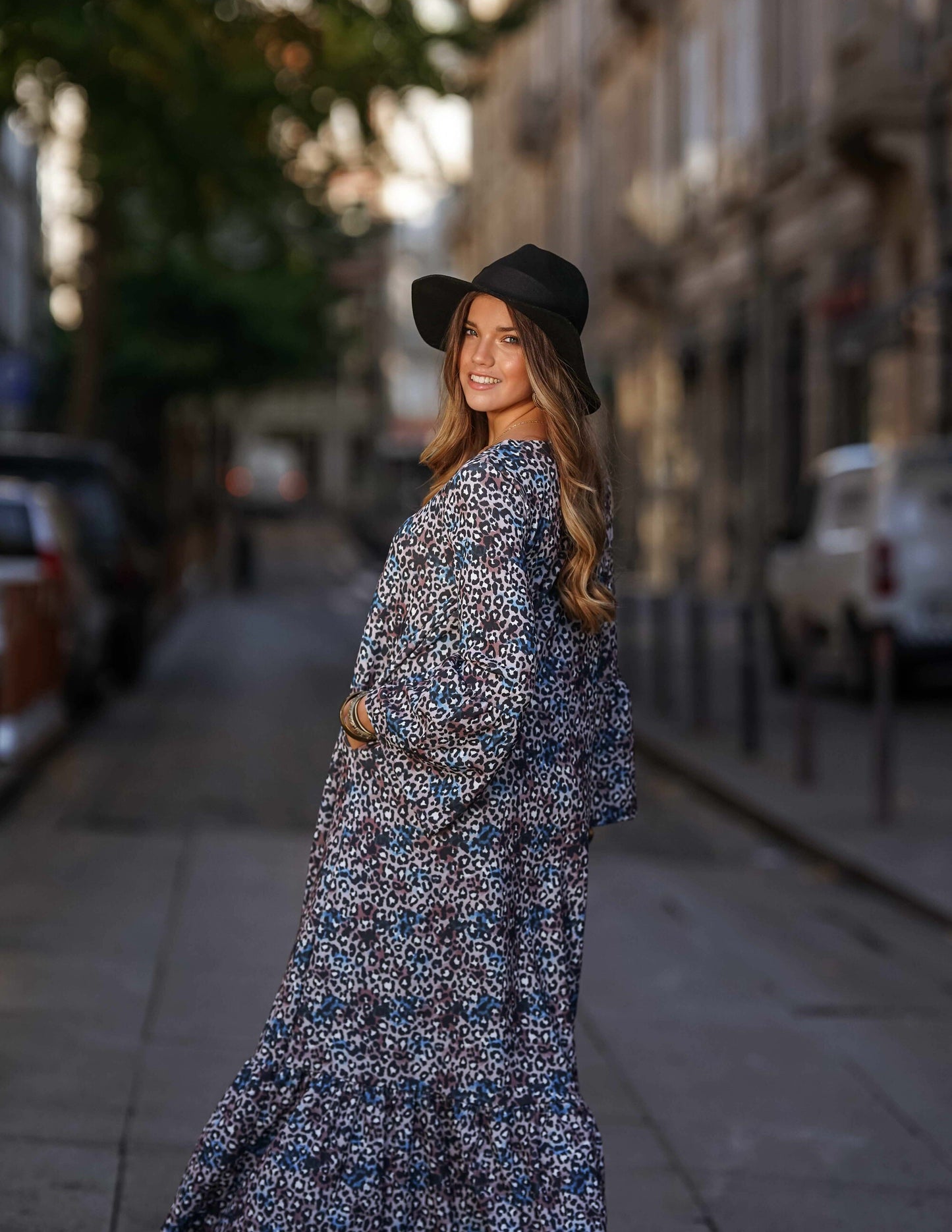 Long printed knit dress