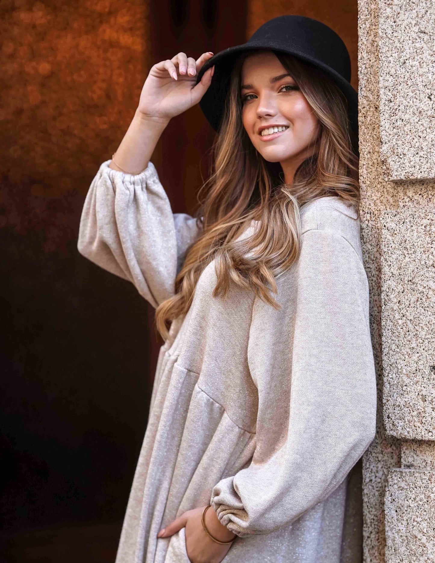 Long glitter knit dress