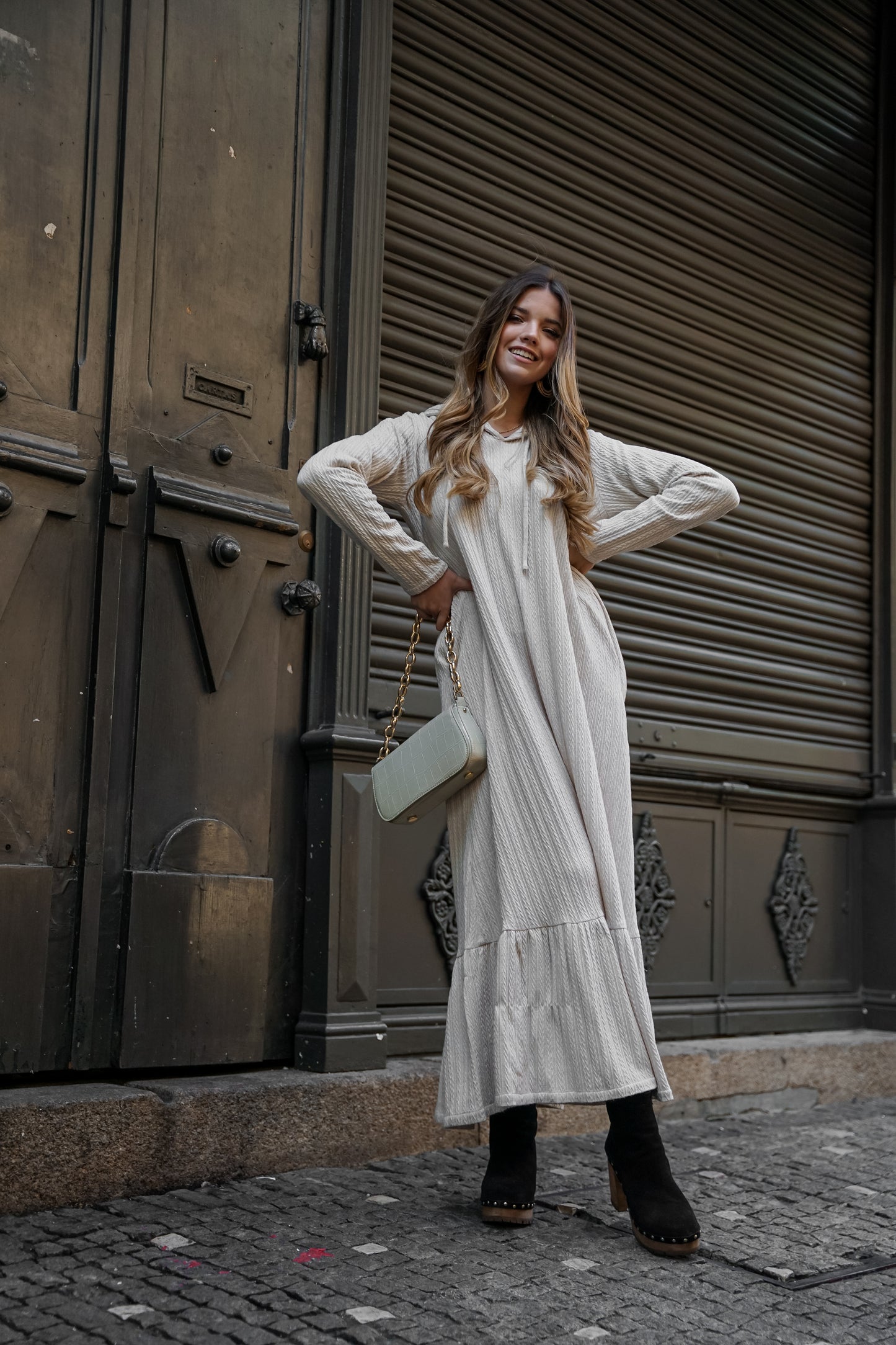 Vestido comprido em malha quente