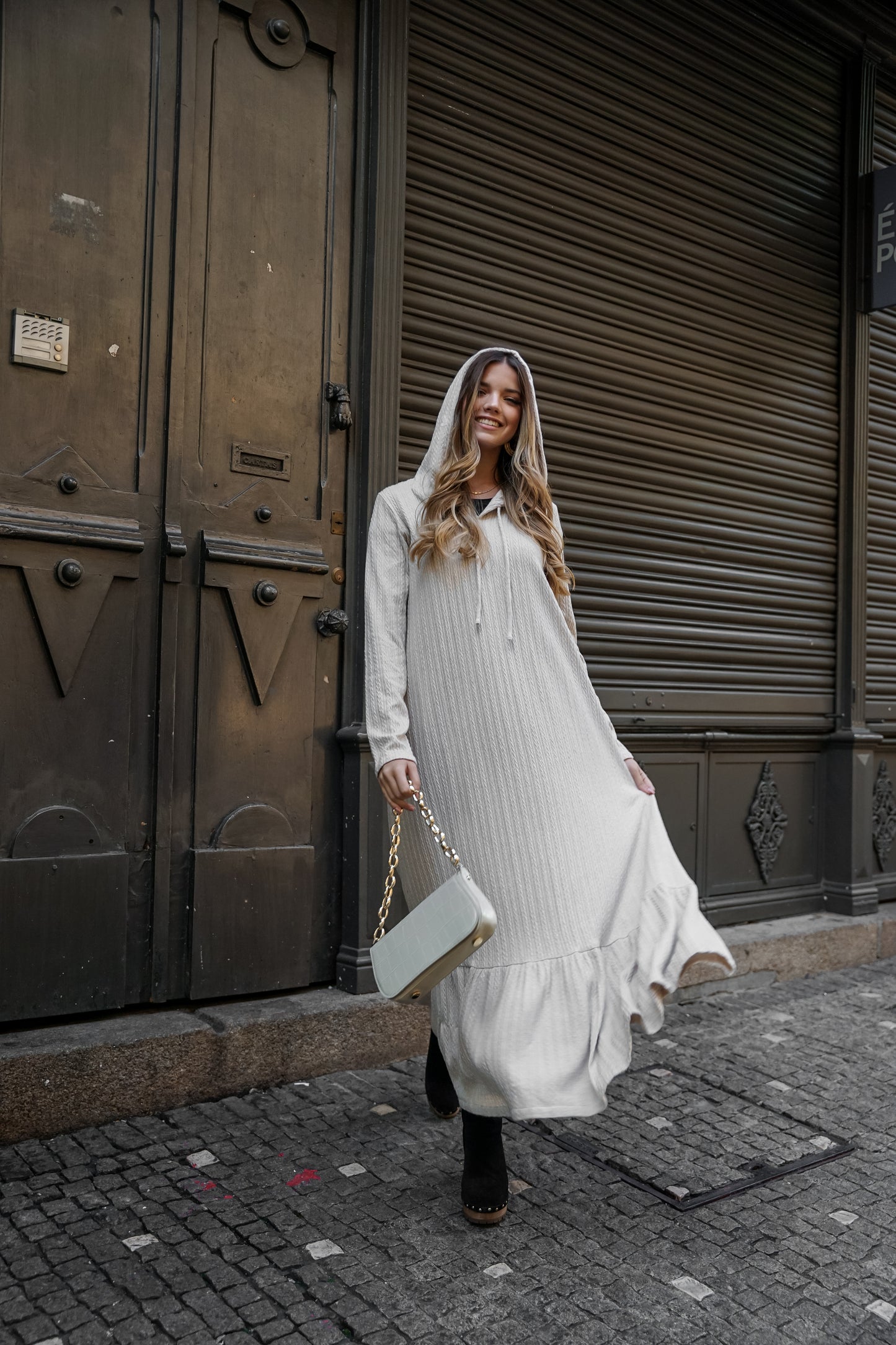 Vestido comprido em malha quente