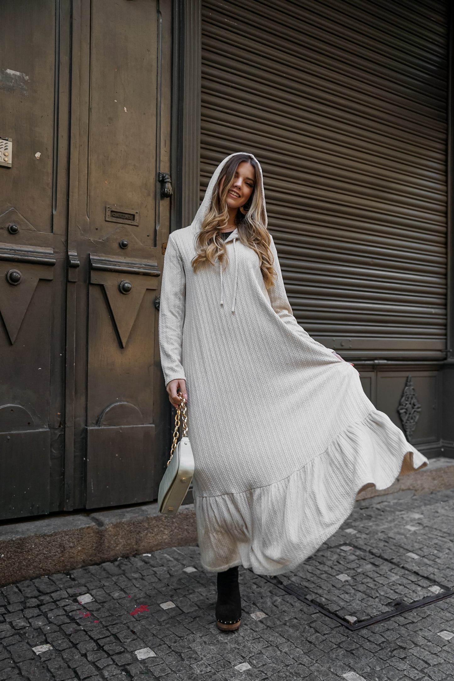 Vestido comprido em malha quente