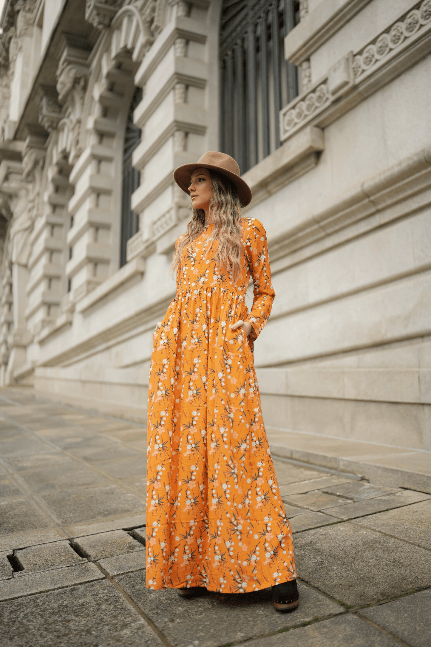 Vestido comprido estampado
