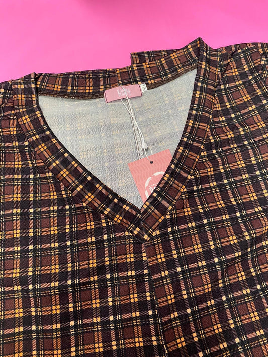 Long plaid print jumpsuit