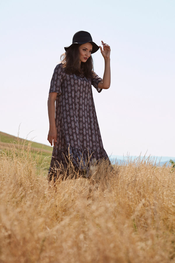 Vestido com folho midi